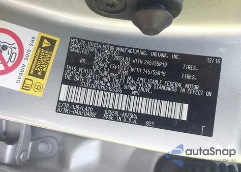 2017 Toyota Highlander Limited/Ltd Platinum из США, поврежденный, VIN 5TDYZRFHXHS195365